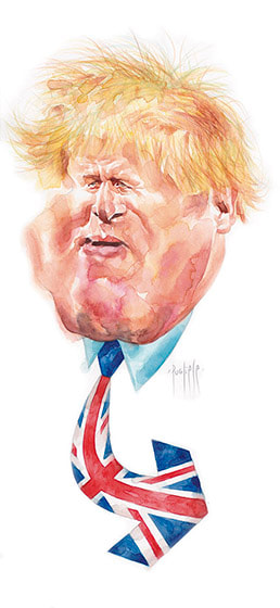 Caricatura de Boris Johnson por David Pugliese. Publicada en la revista el jueves.